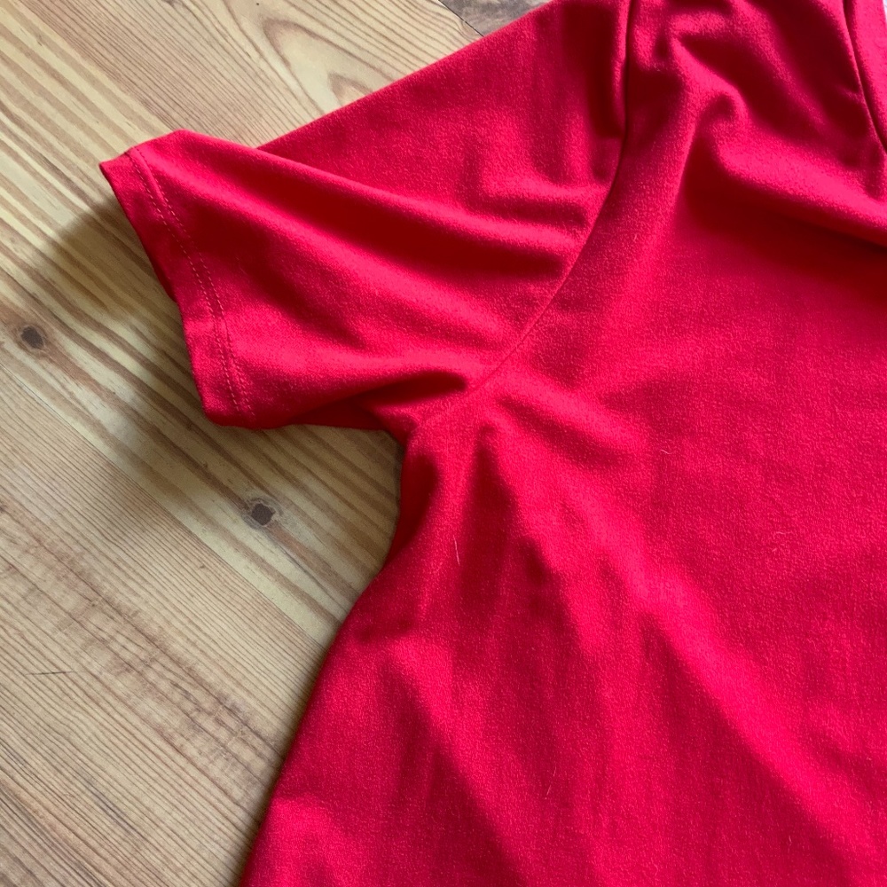 Red Ruffle Tshirt Dress - Picture 4 of 5